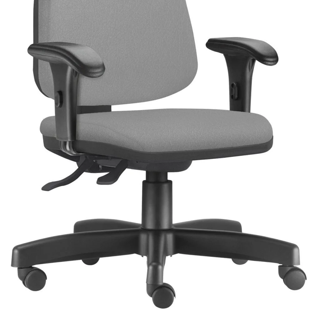 Imagem 3 de 5 do produto Cadeira Giratória Job L02 Diretor Executiva, Couro Sintético, Cinza - Lyam Decor