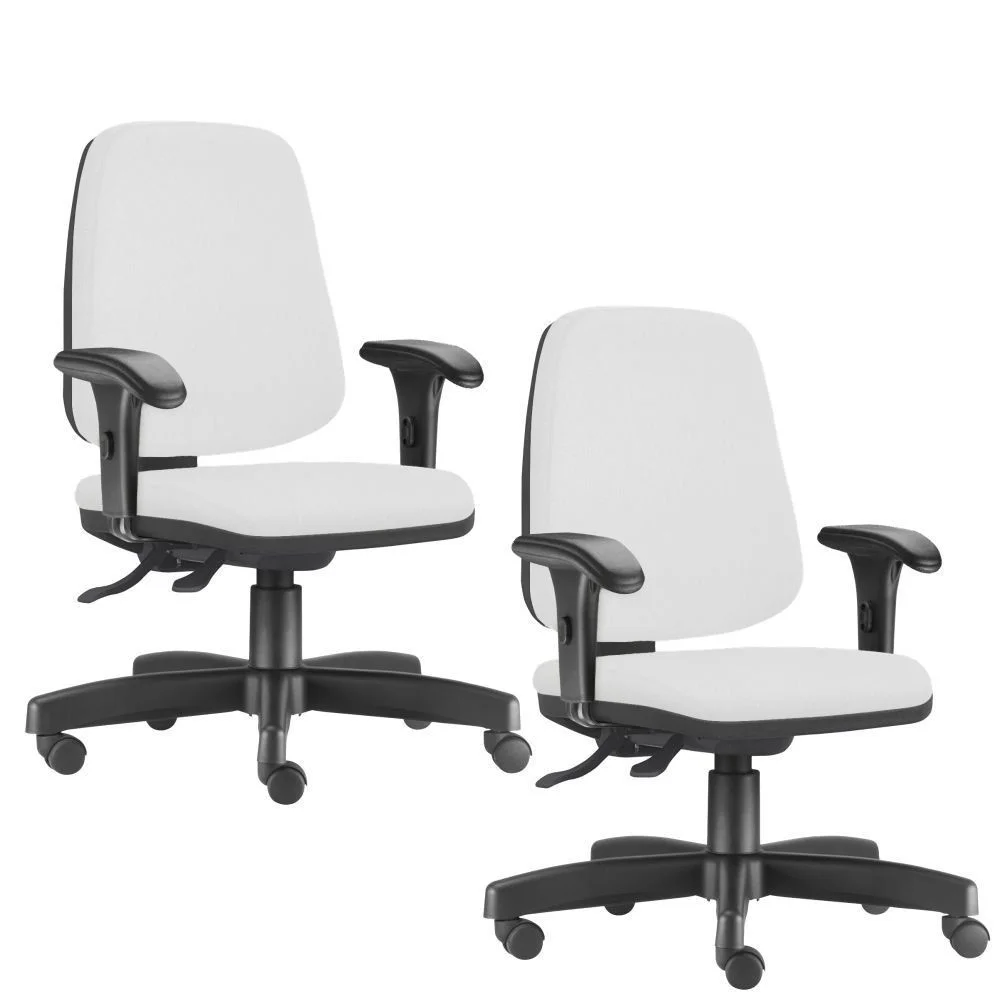 Imagem 1 de 4 do produto Kit 02 Cadeiras Giratórias Job L02, Diretor Executiva, Couro, Sintético, Branco - Lyam Decor