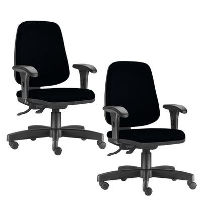 Kit 02 Cadeiras Giratórias Job L02 Diretor Executiva Couro Sintético Preto - Lyam Decor