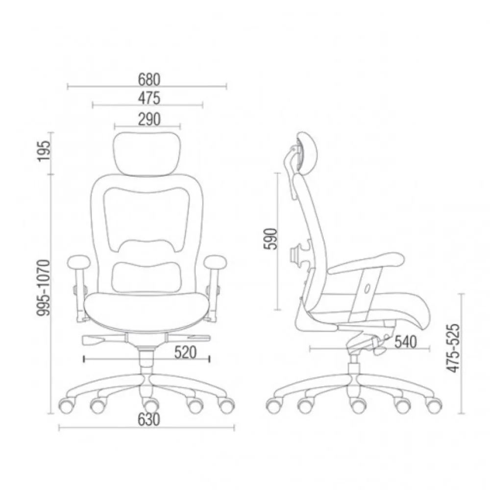 Imagem 4 de 5 do produto Kit - 02 Cadeiras De Escritório Giratória, Presidente Executiva New Ergon F02, Preto - Lyam Decor