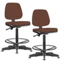 Kit - 02 Cadeiras Caixa Alta Giratória, Job L02, Suede Marrom - Lyam Decor
