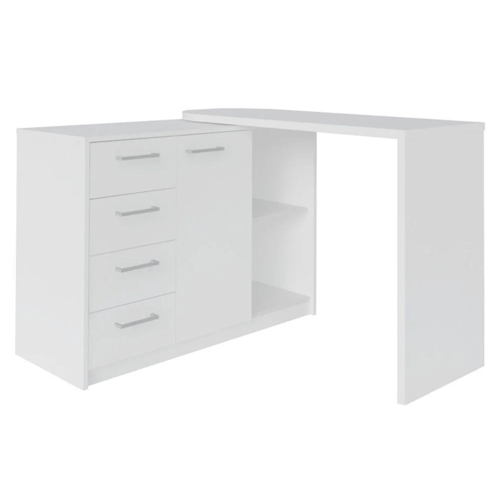 Imagem 2 de 5 do produto Mesa Para Escritório Extensível Escrivaninha Home Office Logan A02 Branco - Lyam Decor