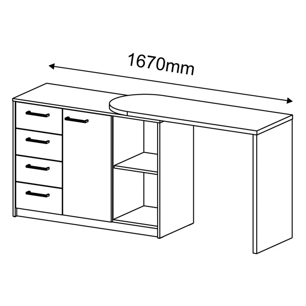 Imagem 3 de 5 do produto Mesa Para Escritório Extensível Escrivaninha Home Office Logan A02 Branco - Lyam Decor
