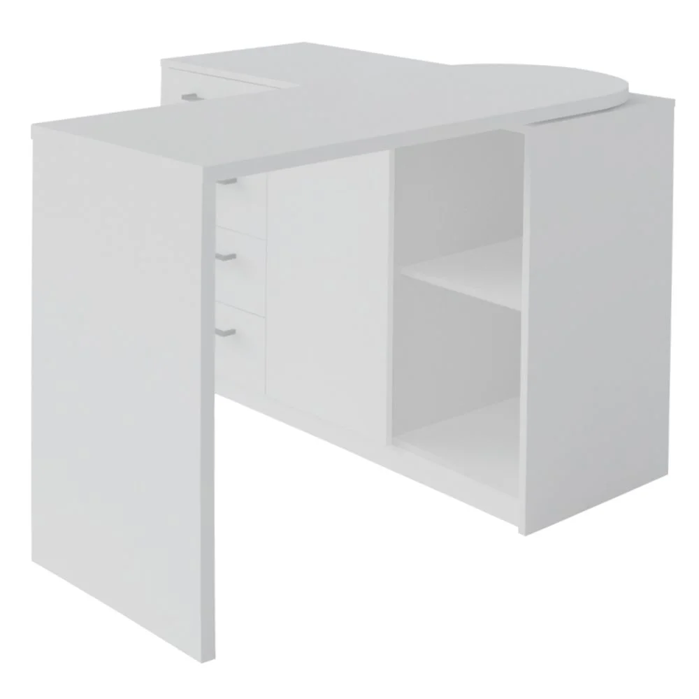 Imagem 4 de 5 do produto Mesa Para Escritório Extensível Escrivaninha Home Office Logan A02 Branco - Lyam Decor