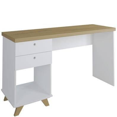 Mesa Para Escritório Home Office Escrivaninha Sky A02 Olmo Branco - Lyam Decor