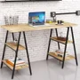 Kit Mesa Cavalete 135 Cm Com Estante 5 Prateleiras Estilo Industrial Form C01 Carvalho - Lyam Decor
