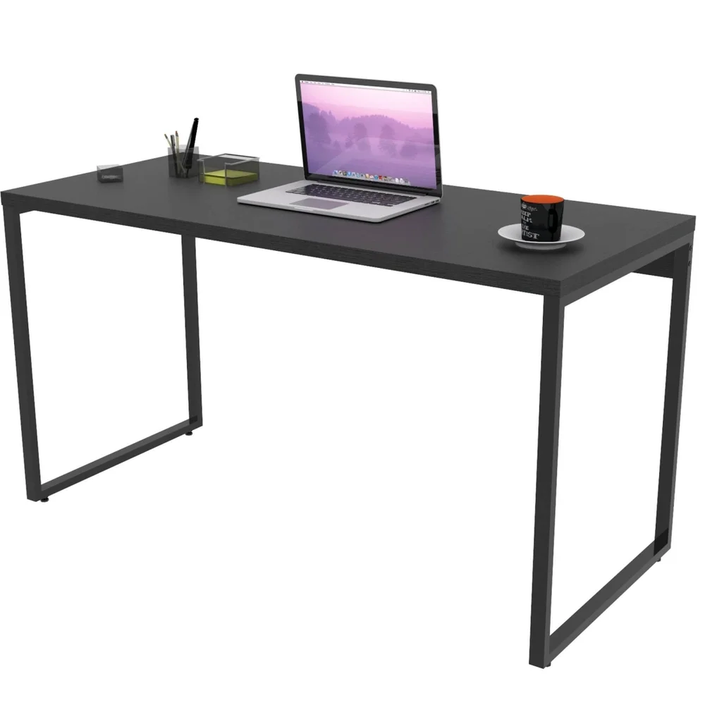 Imagem 3 de 5 do produto Kit Mesa Para Escritório Com Estante 4 Prateleiras Industrial Form C01 135 Cm Preto Onix - Lyam Decor