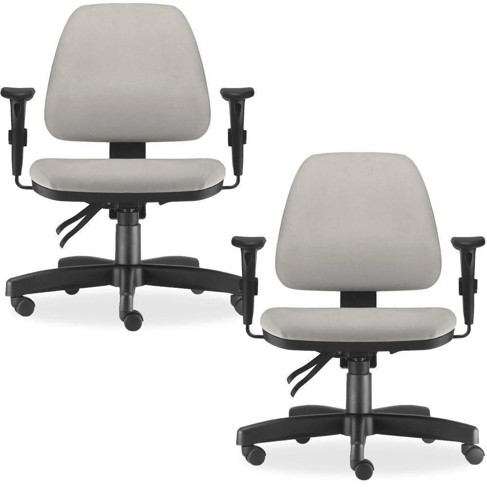 Imagem 1 de 5 do produto Kit - 02 Cadeiras De Escritório Giratória, Executiva Ergonômica, Sky L02, Suede Bege - Lyam Decor