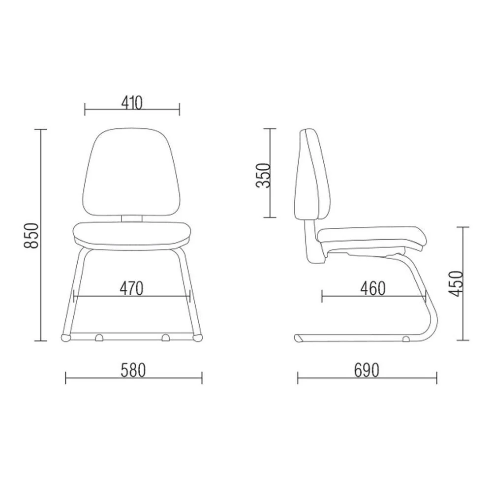 Imagem 3 de 5 do produto Cadeira Para Escritório Sky L02 Fixa Crepe Preto - Lyam Decor