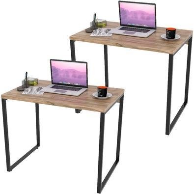 Kit 02 Mesas Para Escritório Home Office Estilo Industrial Form C01 90 Cm Carvalho - Lyam Decor