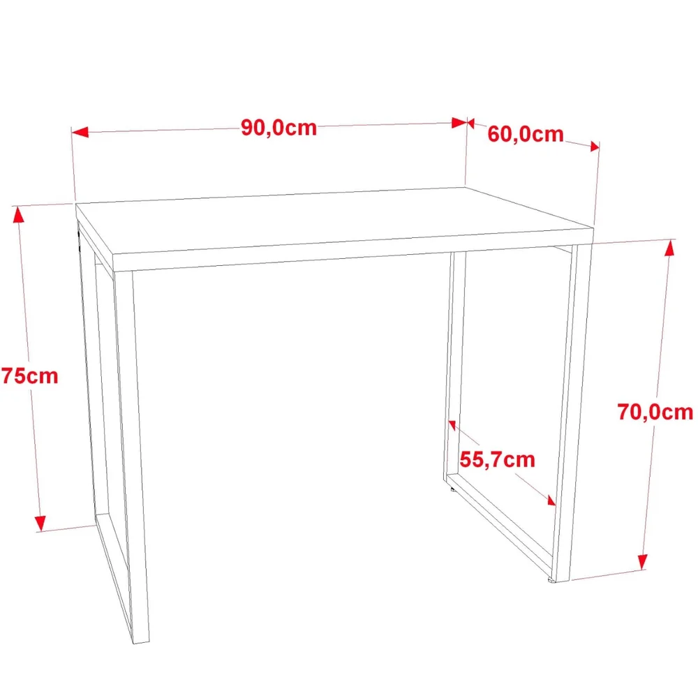 Imagem 3 de 5 do produto Kit 02 Mesas Para Escritório Home Office Estilo Industrial Form C01 90 Cm Carvalho - Lyam Decor