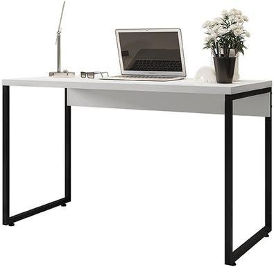 Mesa Para Escritório E Home Office Industrial Soft F01 Branco Fosco - Lyam Decor