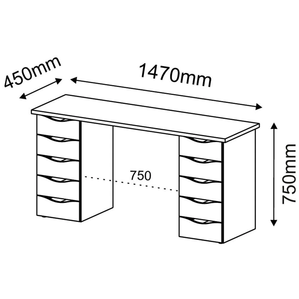 Imagem 2 de 5 do produto Mesa Para Escritório Escrivaninha Due Web Nogal A02 Preto - Lyam Decor