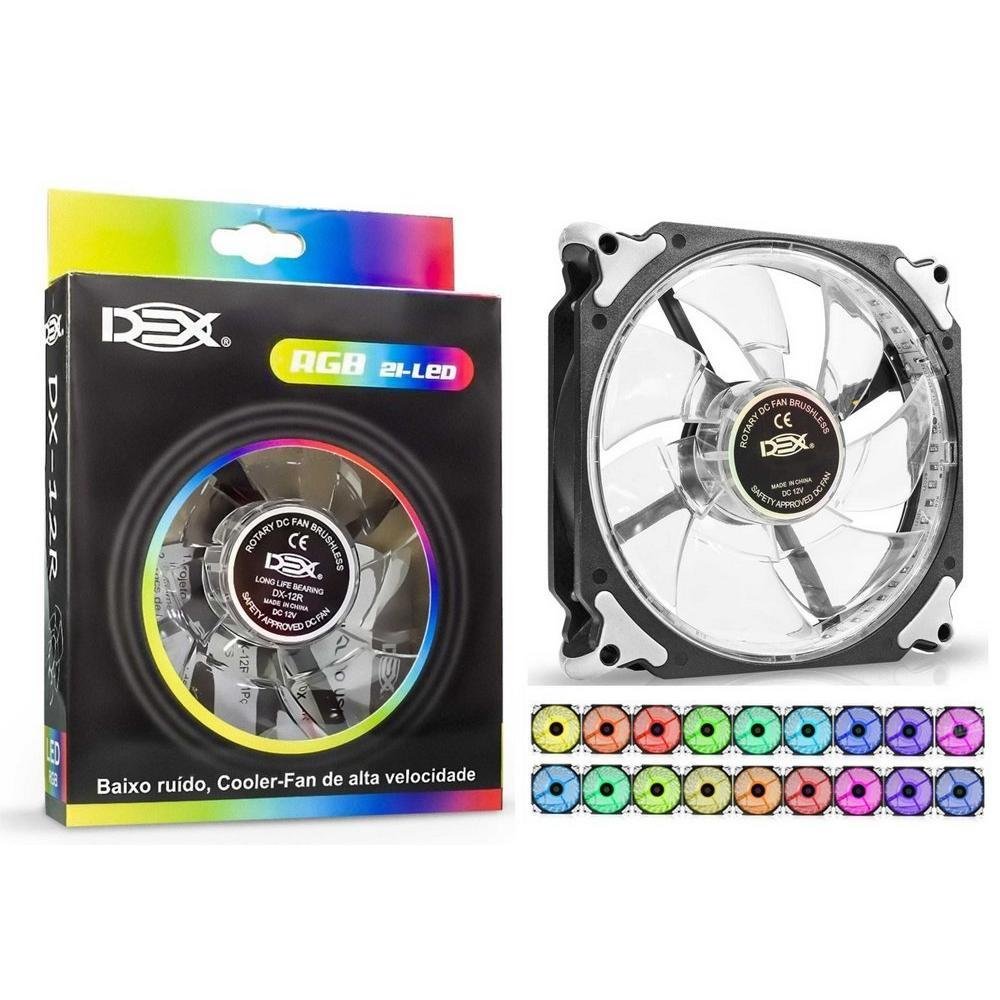 Cooler FAN DEX, 120x120mm, RGB, Baixo Ruído, 21 LEDs - DX-12R 6