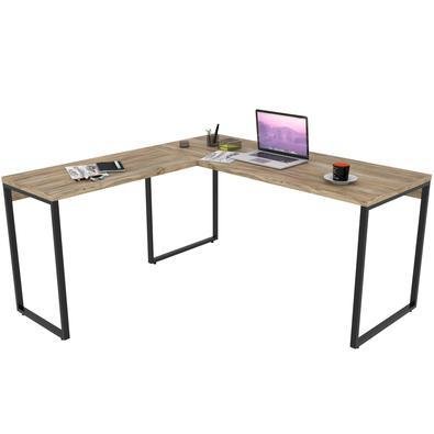 Mesa Para Escritório Home Office Estilo Industrial Em L Form C01 150x150cm Carvalho - Lyam Decor
