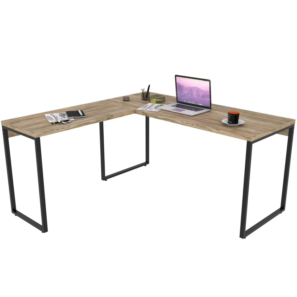 Imagem 4 de 5 do produto Mesa Para Escritório Home Office Estilo Industrial Em L Form C01 150x150cm Carvalho - Lyam Decor