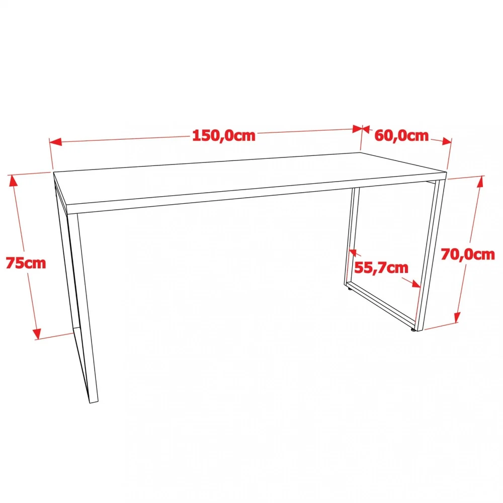 Imagem 3 de 5 do produto Mesa Para Escritório Home Office Estilo Industrial Form C01 150 Cm Carvalho - Lyam Decor