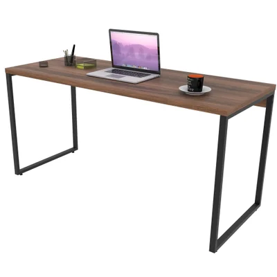Mesa Para Escritório Home Office Estilo Industrial Form C01 150 Cm Nogal - Lyam Decor