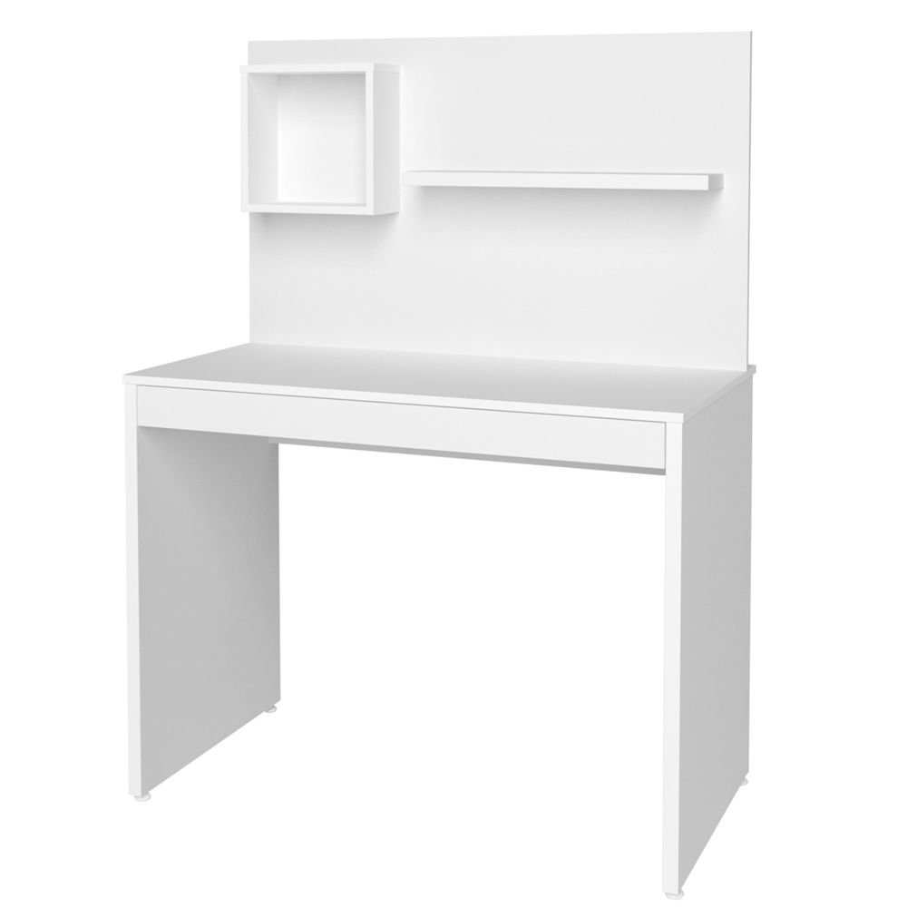 Mesa Para Escritório Escrivaninha Com Painel Home Office First A02 Branco - Lyam Decor