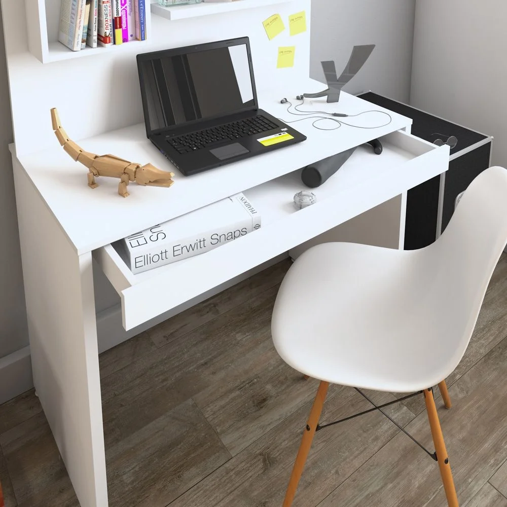 Imagem 5 de 5 do produto Mesa Para Escritório Escrivaninha Com Painel Home Office First A02 Branco - Lyam Decor