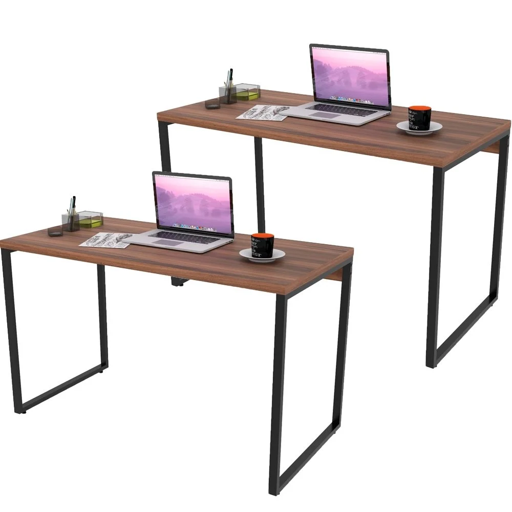 Imagem 1 de 5 do produto Kit 02 Mesas Para Escritório Home Office Estilo Industrial Form C01 120 Cm Nogal - Lyam Decor