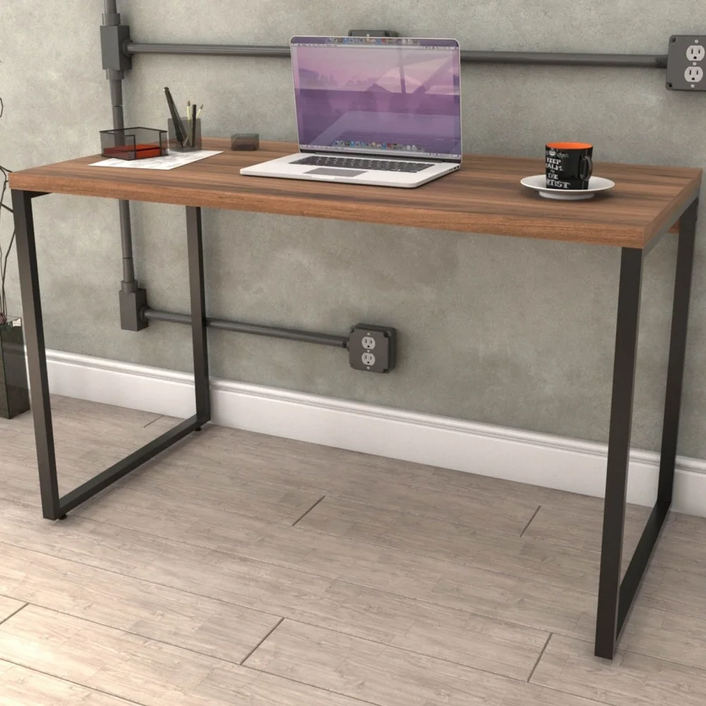Imagem 2 de 5 do produto Kit 02 Mesas Para Escritório Home Office Estilo Industrial Form C01 120 Cm Nogal - Lyam Decor