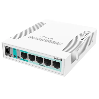 Switch Mikrotik Smart Rb260gs - 5 Portas Gigabit - Swos - Expansão Sfp - Css106-5g-1s