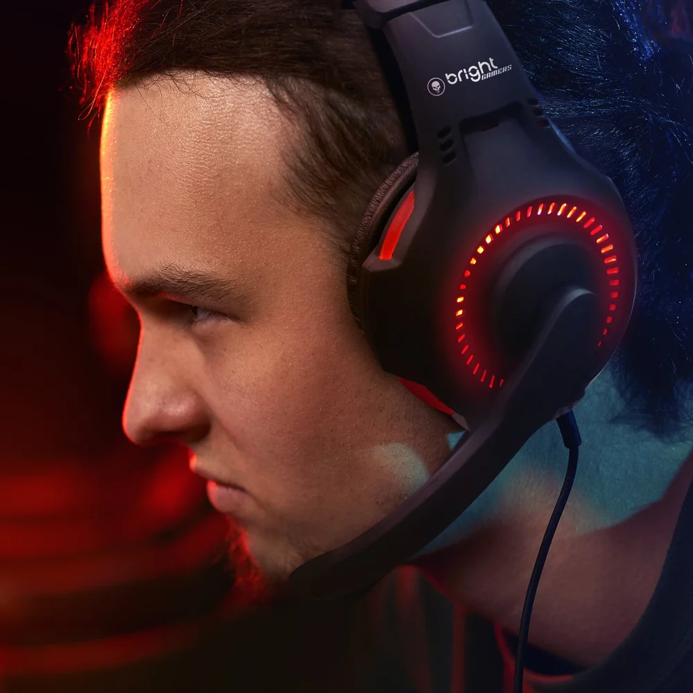 Imagem 5 de 5 do produto Headset Gamer Bright 0468, LED Vermelho, USB, P2, Preto + vermelho