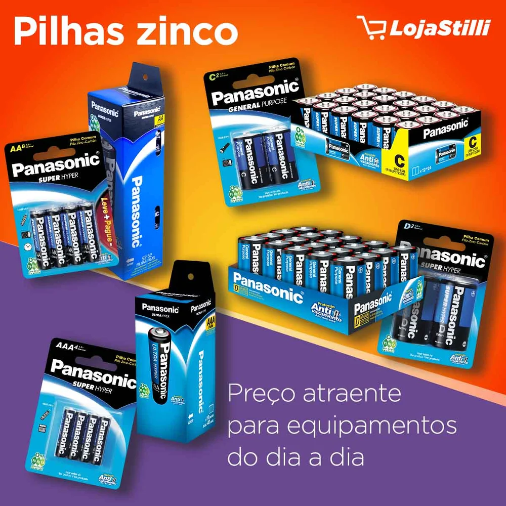 Pilha Zinco AA Panasonic 13x4 Unidades KaBuM