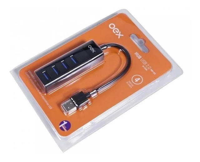 Imagem 3 de 5 do produto Hub Usb 2.0 Com 4 Portas Oex Hb102 Preto 480 Mbps 5v/1a
