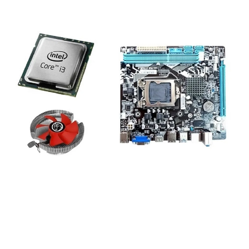 Kit Placa Mãe H61, LGA 1155, DDR3, Processador I3 3220 e Cooler Kit Placa Mãe H61, LGA 1155, DDR3, Processador I3 3220 e Cooler