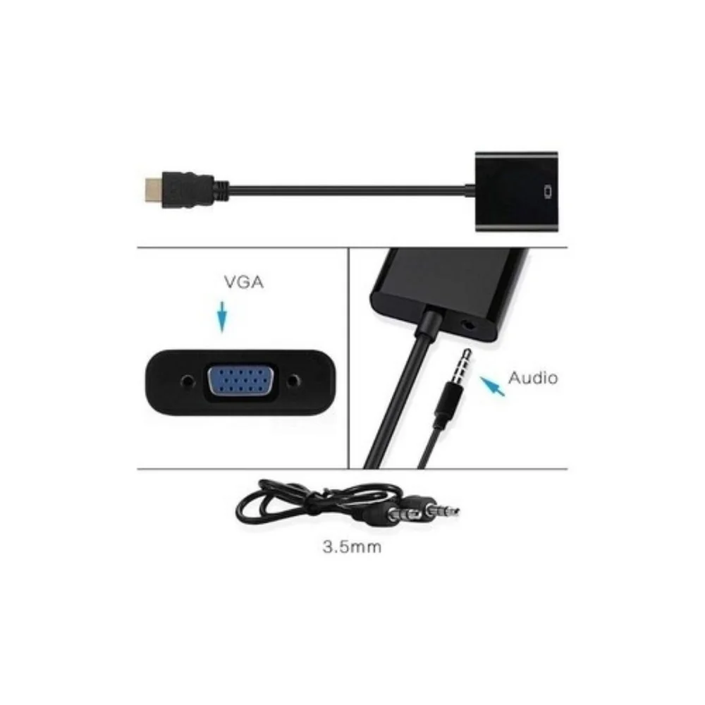 Imagem 3 de 5 do produto Cabo KNUP KP3468 Conversor Adaptador HDMI Para VGA + Cabo P2