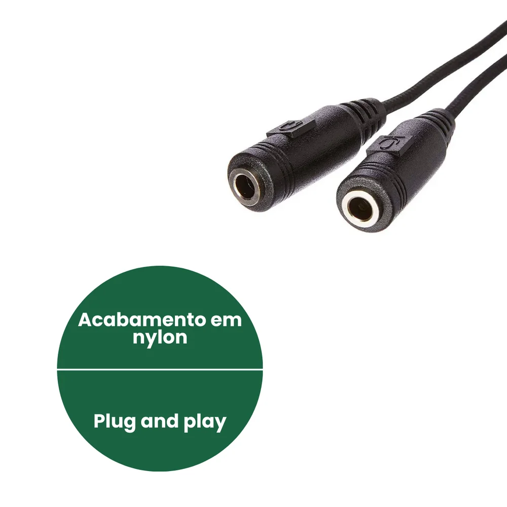Imagem 2 de 4 do produto Adaptador P2-P3 Multi, Com Acabamento Em Nylon, Preto - WI409