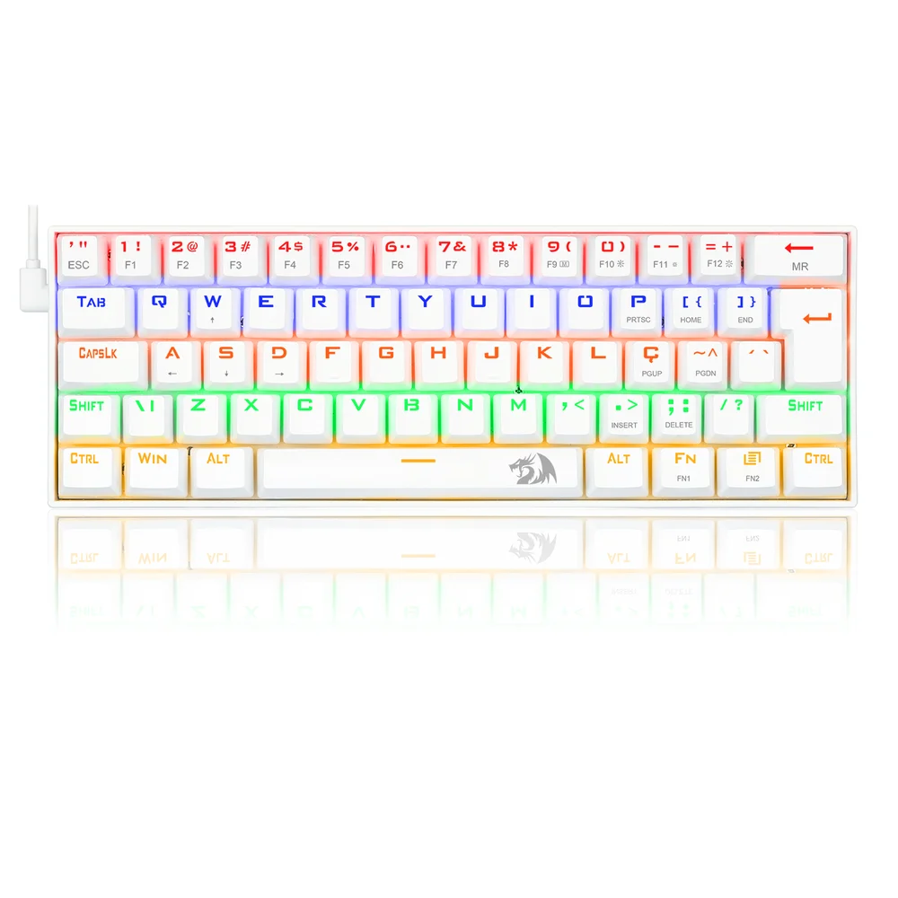 Teclado Mecânico Gamer Redragon Lakshmi, LED Rainbow, Switch Azul, Rollover N-Key, Doubleshot ABS, ABNT2 - K606w-r