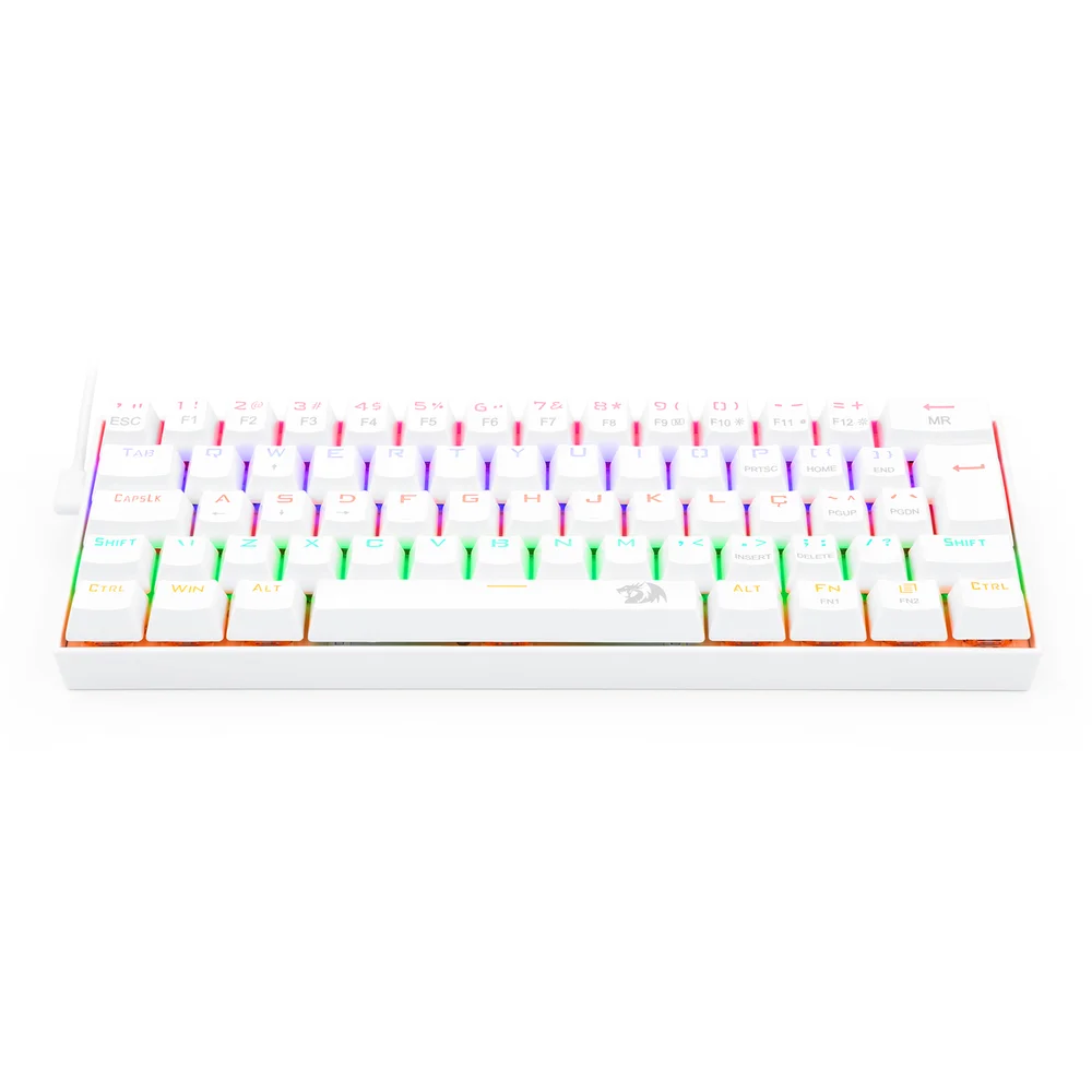 Teclado Mecânico Gamer Redragon Lakshmi, LED Rainbow, Switch Azul, Rollover N-Key, Doubleshot ABS, ABNT2 - K606w-r