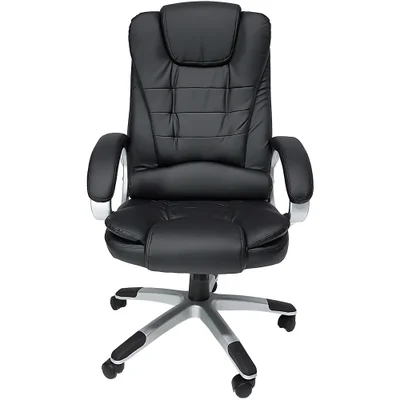 Cadeira Office Mymax Presidente Elegant, até 120kg, Em Couro Pu, Giratória, Preto