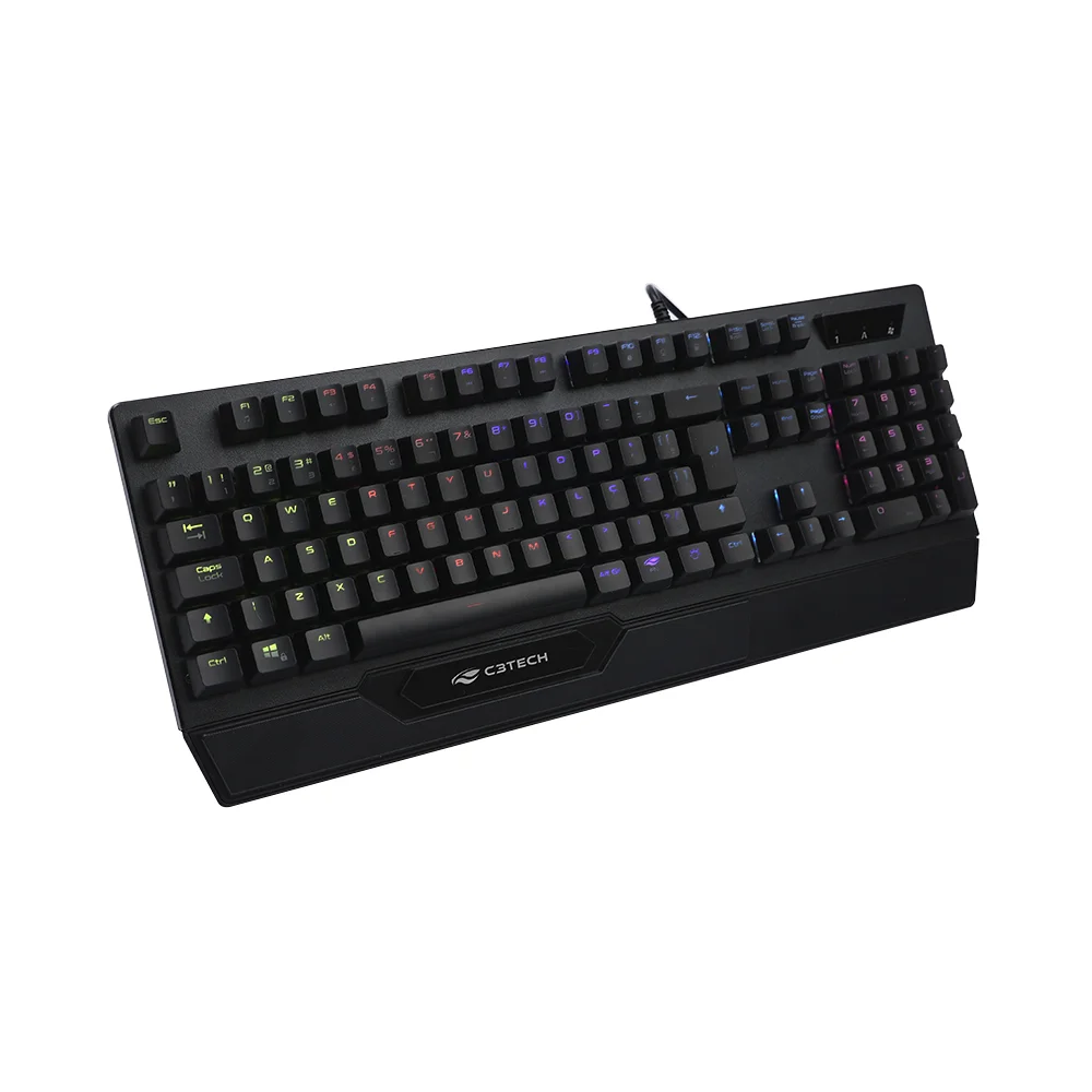 Teclado Mecânico Gamer C3tech KGM-1200BK, LED RGB, Switch Blue, Anti-Ghosting, Apoio de punho, ABNT2 Teclado Mecânico Gamer C3tech KGM-1200BK, LED RGB, Switch Blue, Anti-Ghosting, Apoio de punho, ABNT2