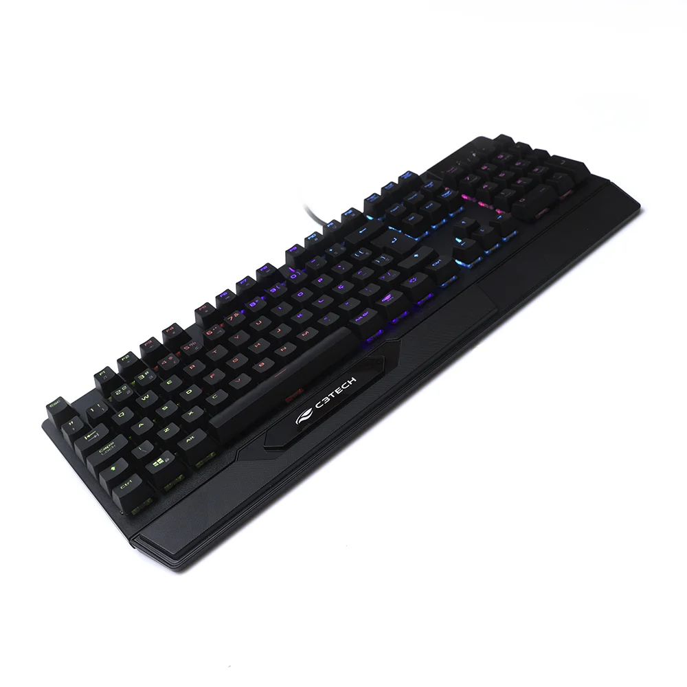 Teclado Mecânico Gamer C3tech KGM-1200BK, LED RGB, Switch Blue, Anti-Ghosting, Apoio de punho, ABNT2 Teclado Mecânico Gamer C3tech KGM-1200BK, LED RGB, Switch Blue, Anti-Ghosting, Apoio de punho, ABNT2