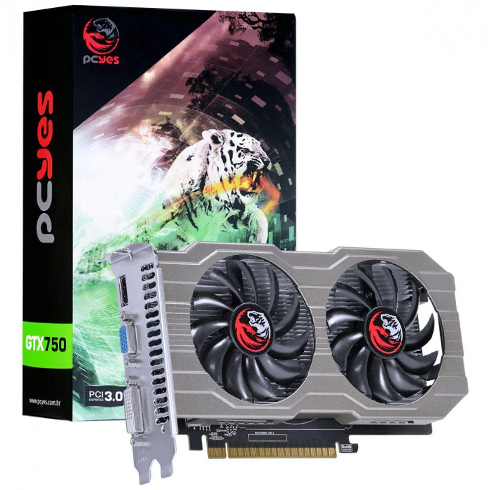 Placa de Vídeo PCYes NVIDIA GeForce GTX 750, 2GB GDDR5, 128 Bits, Dual-FAN
