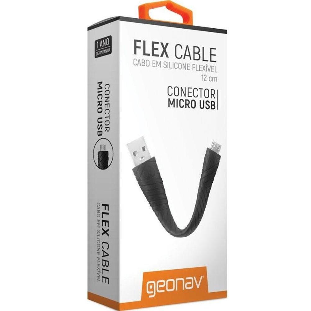 Cabo Micro Usb Flex Cable 12cm Preto 1 Un Geonav