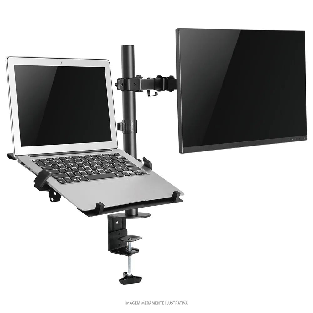 Imagem 2 de 5 do produto Suporte para Monitor e Notebook PCYES Com Articulação Dupla, Plmsmn1a