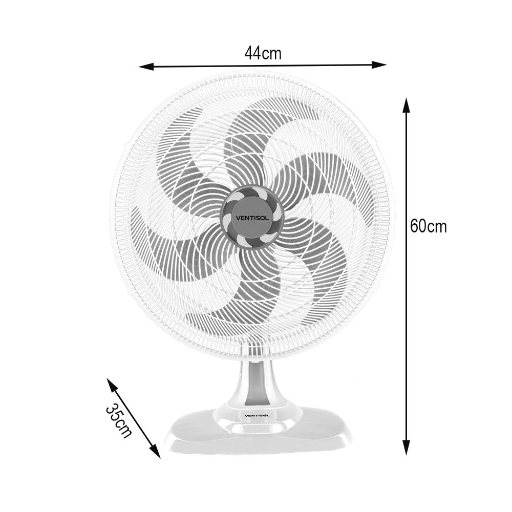 Imagem 2 de 2 do produto Ventilador de Mesa Ventisol, 40cm, 3 Velocidades, 220V - Turbo6p Premium