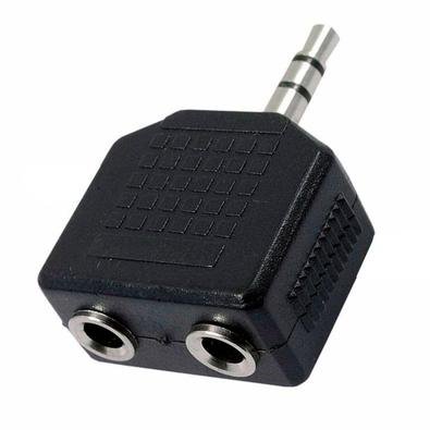 Adaptador De Audio P2 Stereo Para 2 Fones - Preto - (p2 3,5mm Macho X 2 P2  3,5mm Fêmea) | KaBuM!