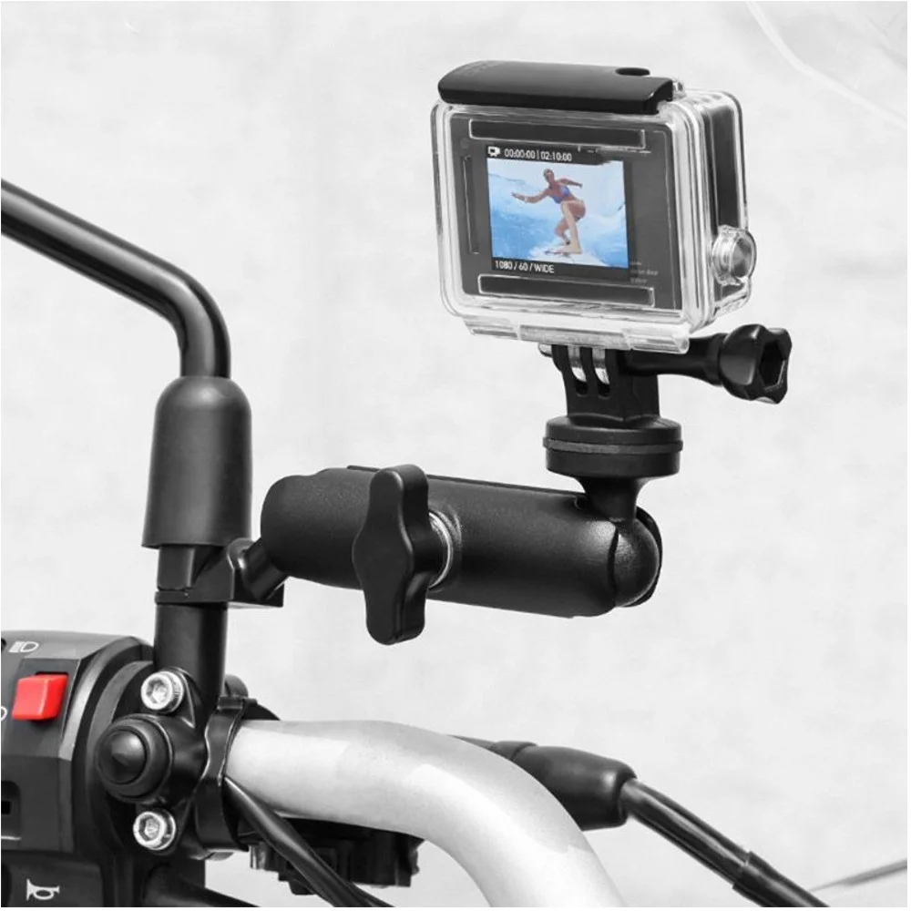 Imagem 2 de 5 do produto Suporte 360° Para espelho De Moto Para Gopro, Sjcam, Eken - Preto