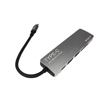 HUB Knup USB-C, Multifuncional 5x1, HDMI, USB 2.0 E 3.0, Com Leitor De Cartão SD