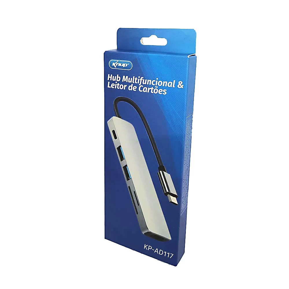 Imagem 3 de 5 do produto HUB Knup USB-C, Multifuncional 5x1, HDMI, USB 2.0 E 3.0, Com Leitor De Cartão SD
