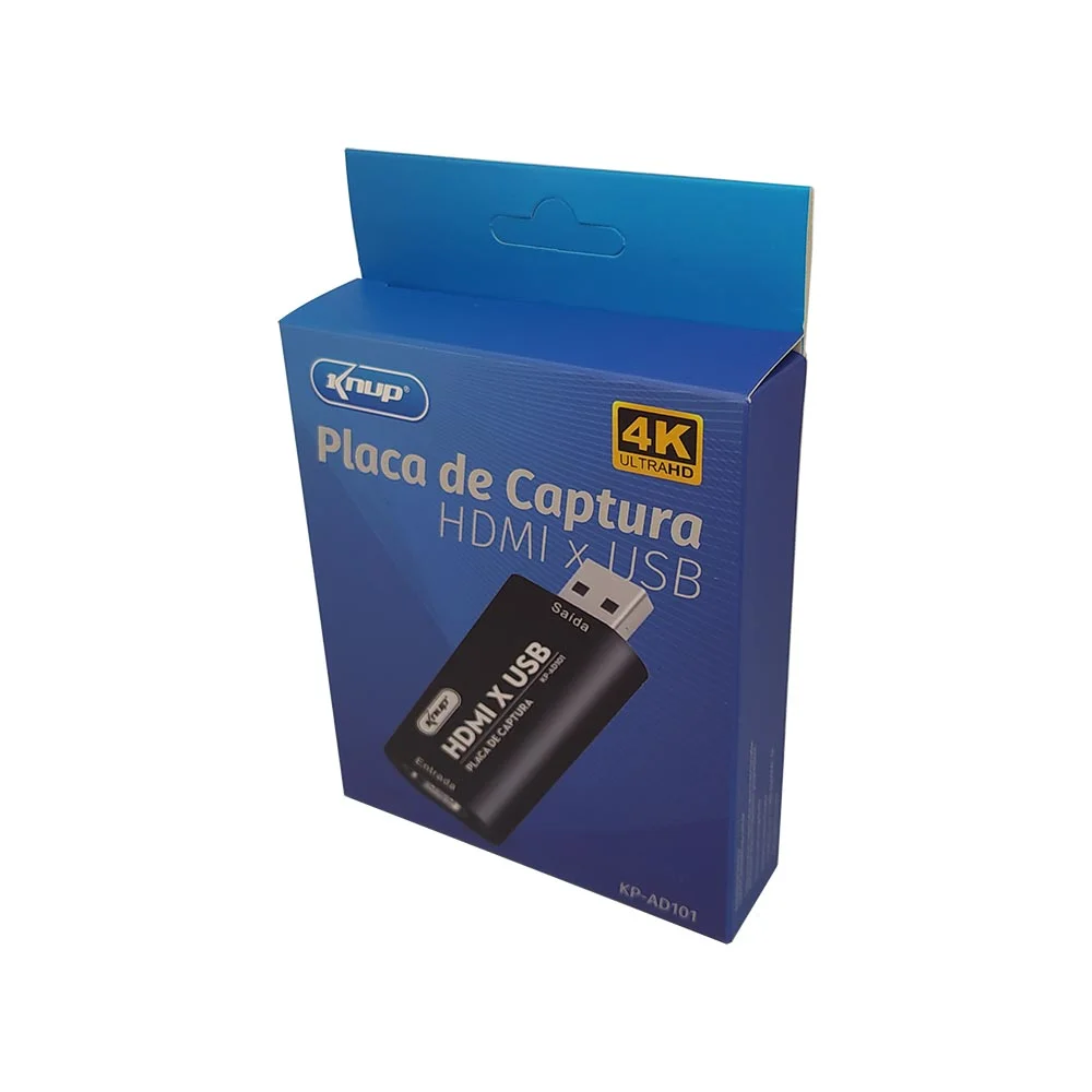 Imagem 3 de 5 do produto Placa De Captura Externa Knup, Com Conexão USB E HDMI, Captura Áudio E Vídeo Em 4K