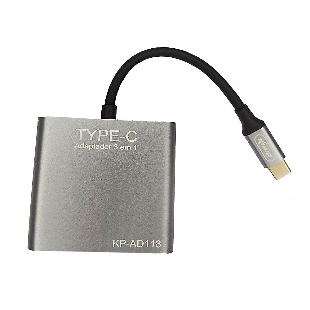Adaptador Tipo-c 3 Em 1 Kp-ad118 Knup Tipo-c/usb 3.0/hdmi