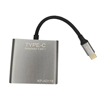 Adaptador Tipo-c 3 Em 1 Kp-ad118 Knup Tipo-c/usb 3.0/hdmi