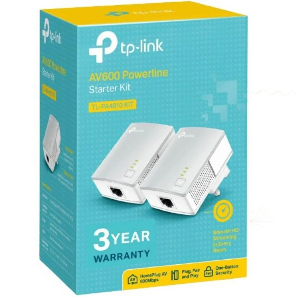 Imagem 2 de 2 do produto Kit Repetidor Extensor Powerline Tp-link Tl-pa4010 Av600 Starter, Versão 2.0